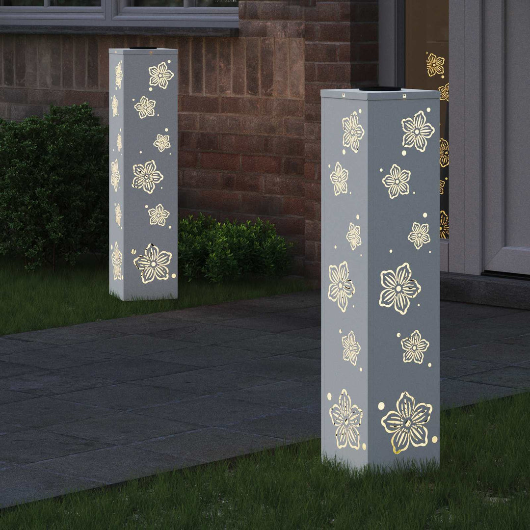 Solar LED sti lys 2 pcs Hvid Koldvalset Stål