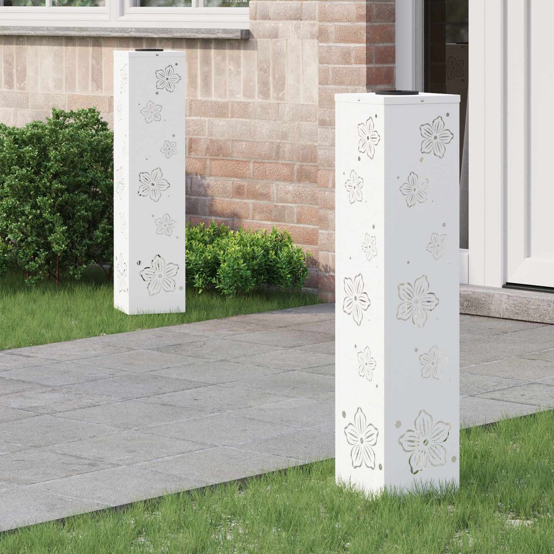 Solar LED sti lys 2 pcs Hvid Koldvalset Stål