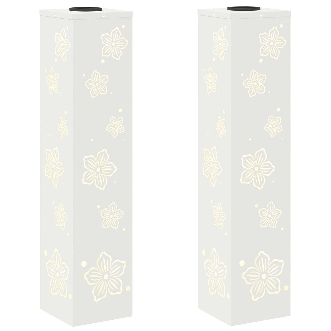 Solar LED sti lys 2 pcs Hvid Koldvalset Stål