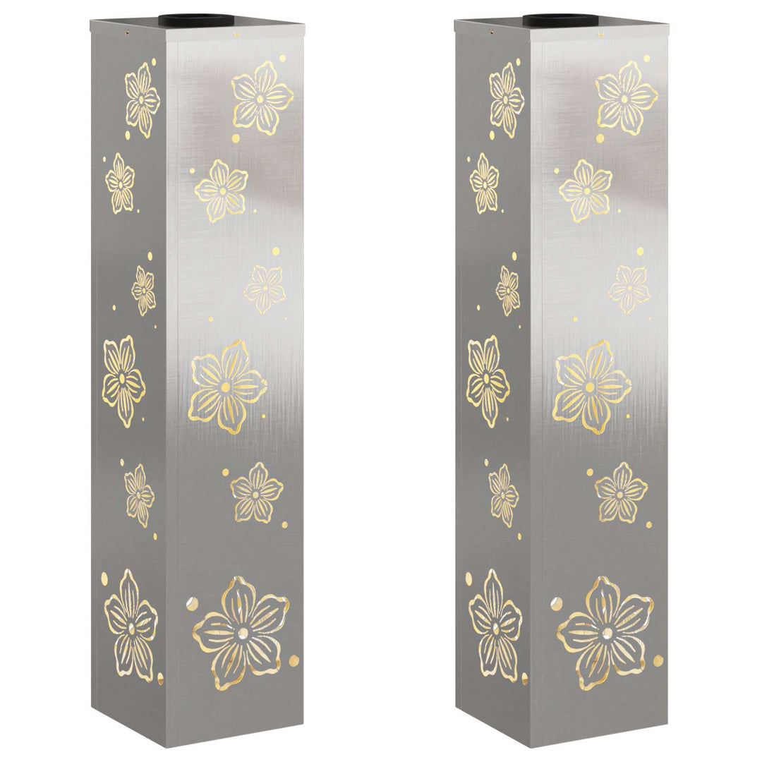 Solar LED sti lys 2 pcs Varm hvid 18 x 18 x 80 cm Rustfrit stål