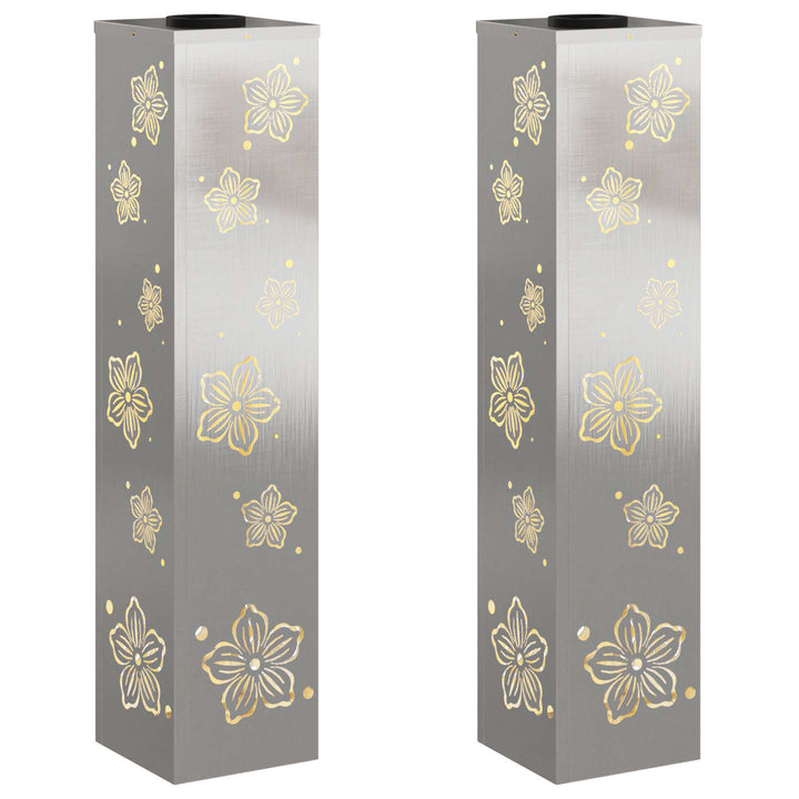 Solar LED sti lys 2 pcs Varm hvid 18 x 18 x 80 cm Rustfrit stål