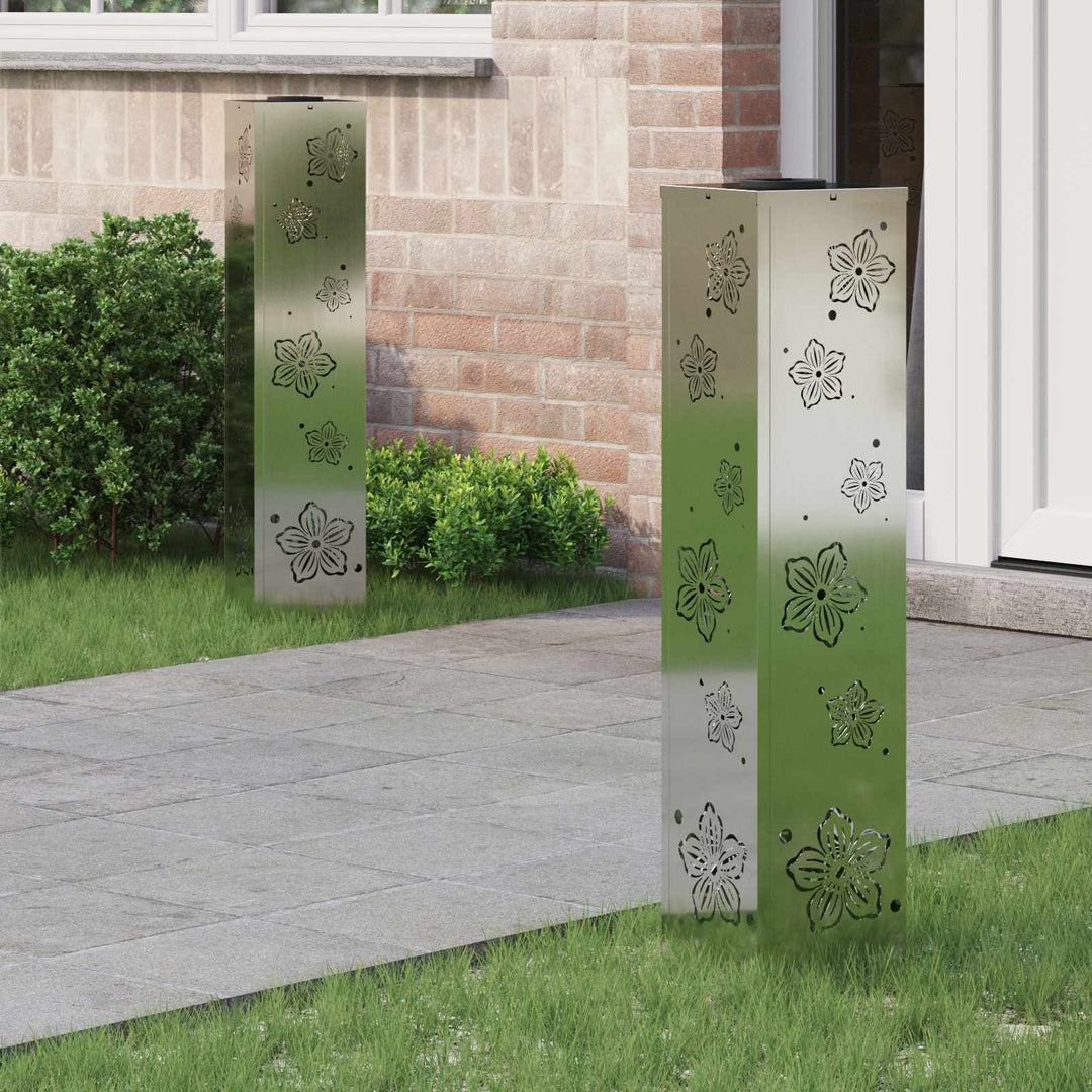 Solar LED sti lys 2 pcs Sølv Galvaniseret Stål