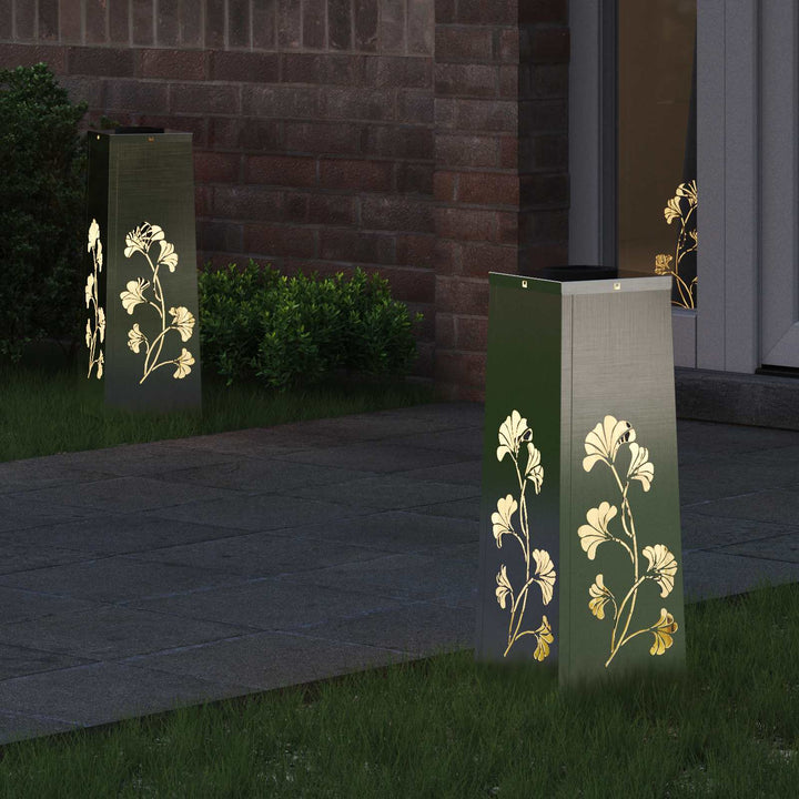 Solar LED sti lys 2 pcs Varm hvid 18 x 18 x 50 cm Rustfrit stål