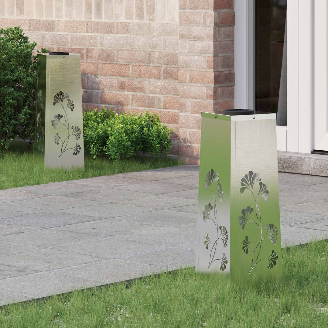 Solar LED sti lys 2 pcs Varm hvid 18 x 18 x 50 cm Rustfrit stål