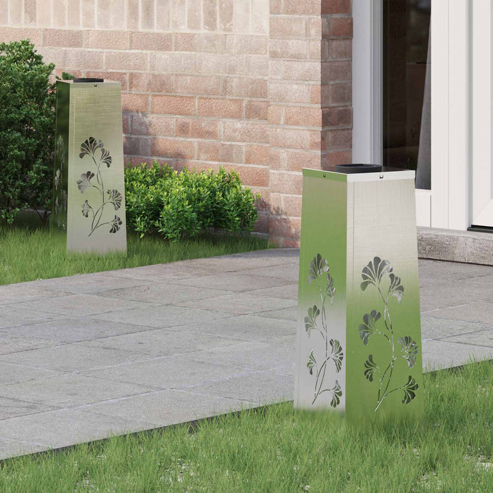 Solar LED sti lys 2 pcs Varm hvid 18 x 18 x 50 cm Rustfrit stål