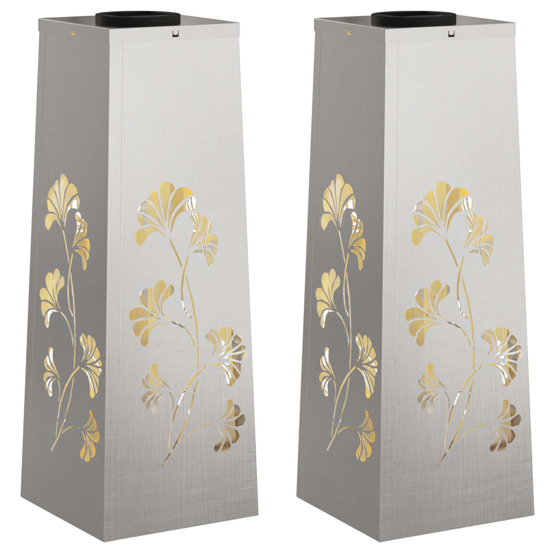 Solar LED sti lys 2 pcs Varm hvid 18 x 18 x 50 cm Rustfrit stål