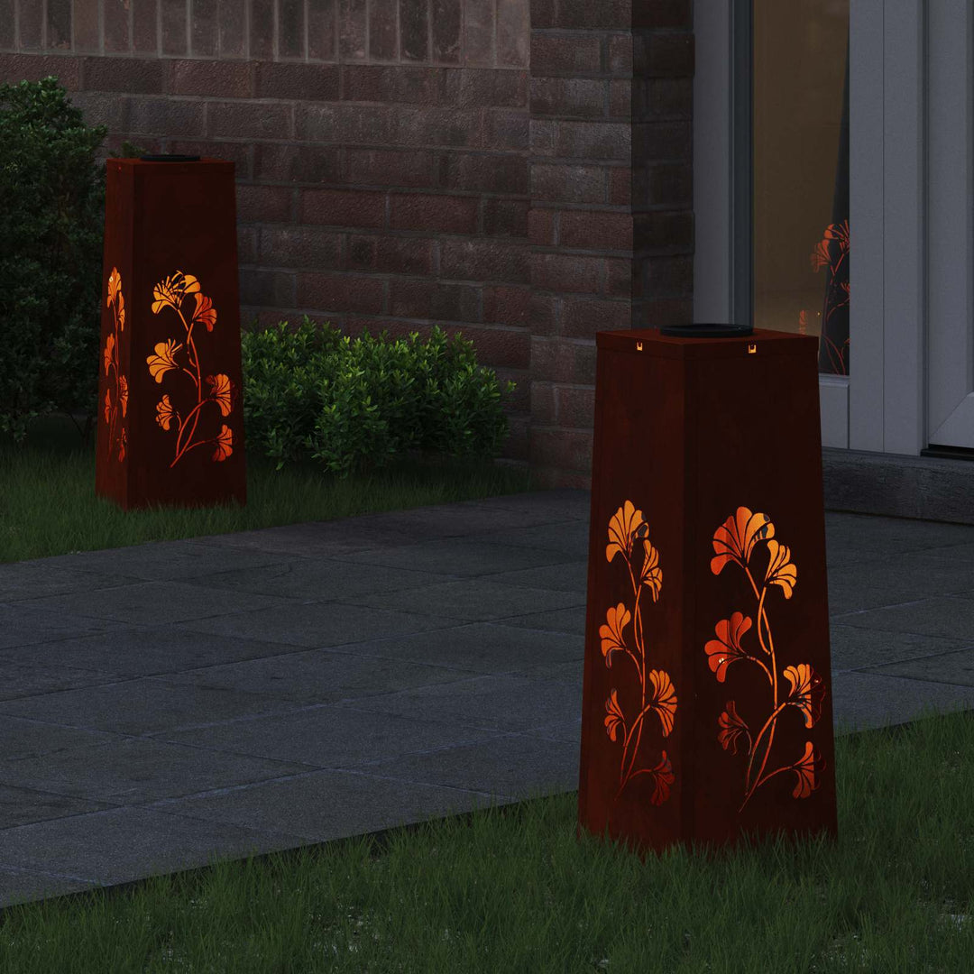 Solar LED sti lys 2 pcs Varm hvid 18 x 18 x 50 cm Cortenstål