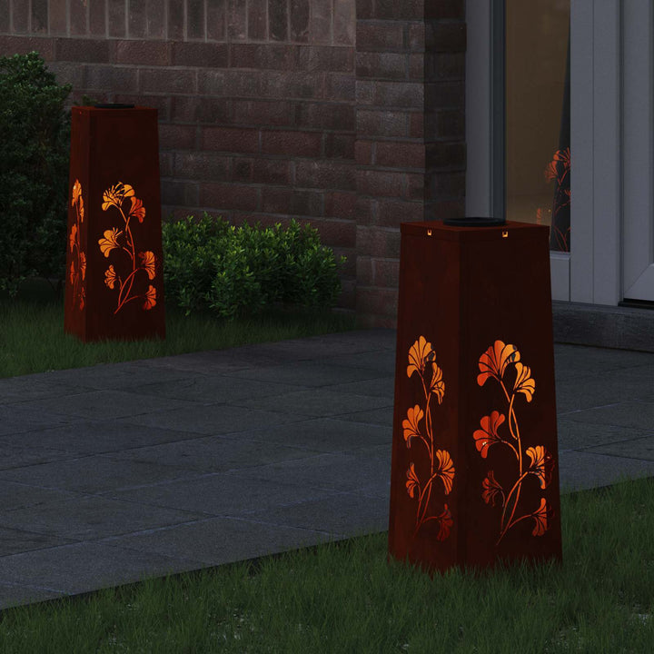 Solar LED sti lys 2 pcs Varm hvid 18 x 18 x 50 cm Cortenstål
