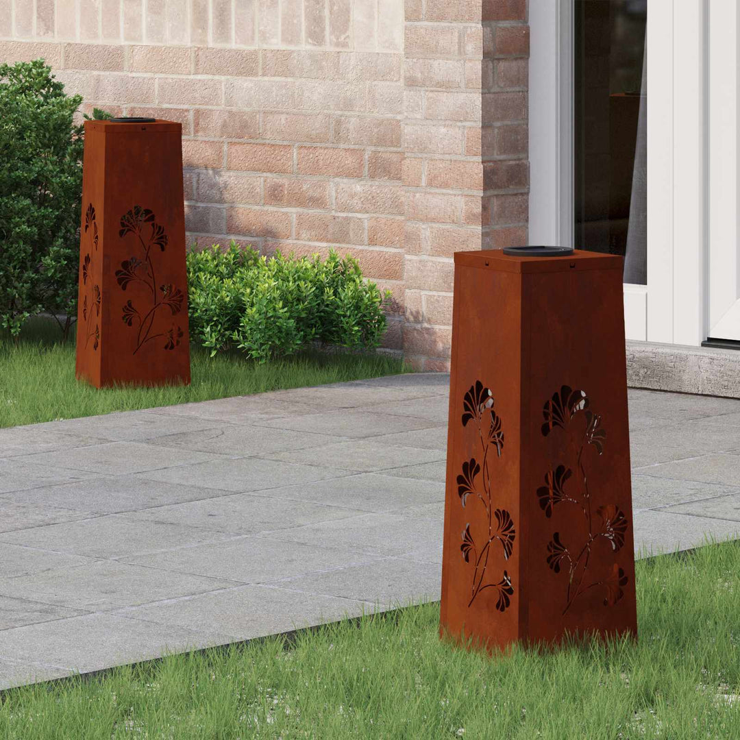Solar LED sti lys 2 pcs Varm hvid 18 x 18 x 50 cm Cortenstål