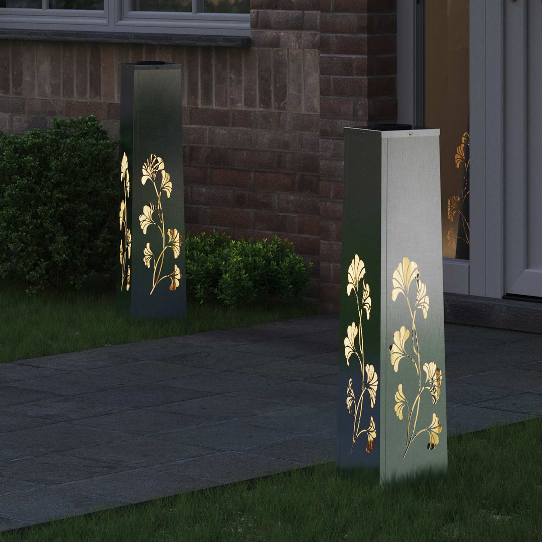 Solar LED sti lys 2 pcs Varm hvid 18 x 18 x 80 cm Rustfrit stål