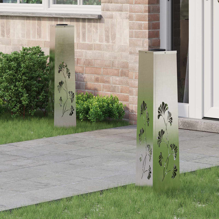 Solar LED sti lys 2 pcs Varm hvid 18 x 18 x 80 cm Rustfrit stål