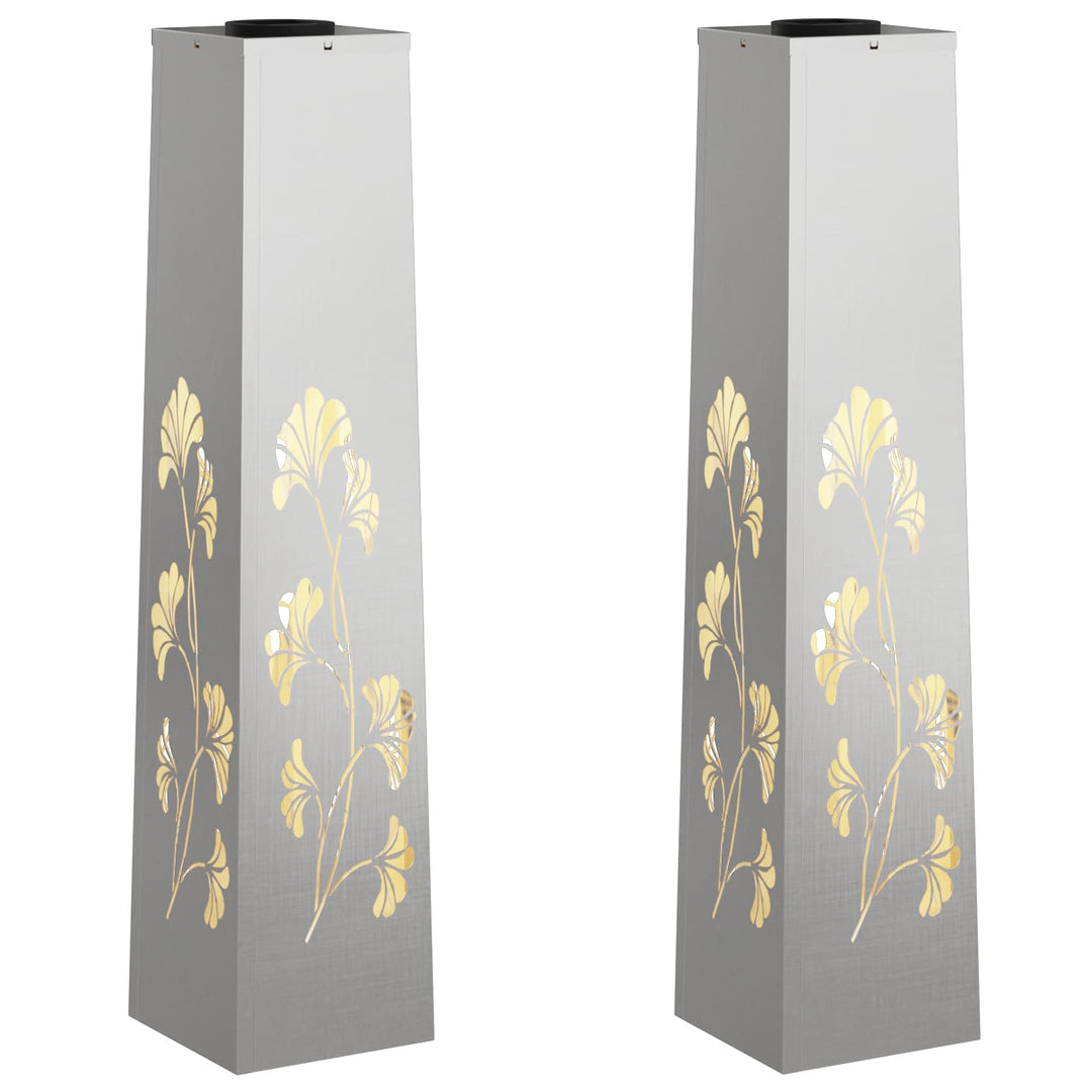 Solar LED sti lys 2 pcs Varm hvid 18 x 18 x 80 cm Rustfrit stål