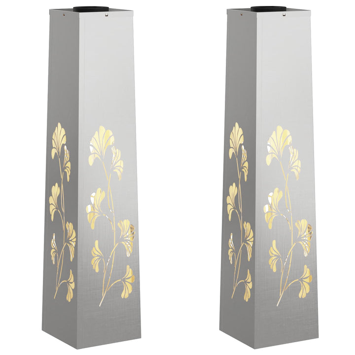 Solar LED sti lys 2 pcs Varm hvid 18 x 18 x 80 cm Rustfrit stål