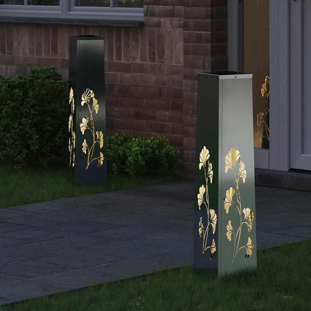 Solar LED sti lys 2 pcs Varm hvid 18 x 18 x 80 cm