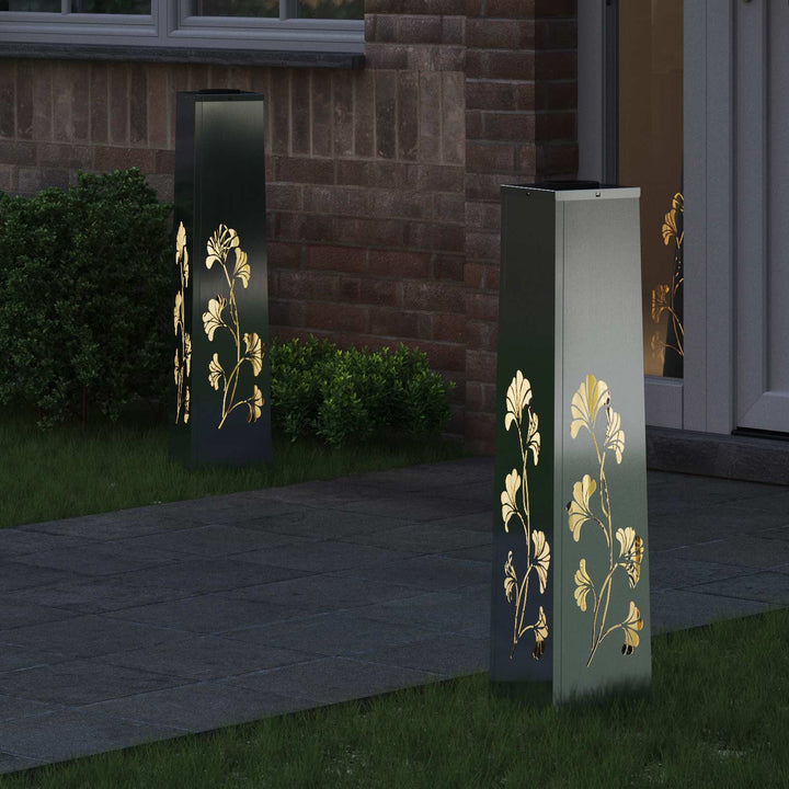 Solar LED sti lys 2 pcs Varm hvid 18 x 18 x 80 cm