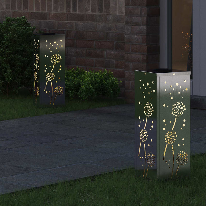 Solar LED sti lys 2 pcs Varm hvid 18 x 18 x 50 cm Rustfrit stål