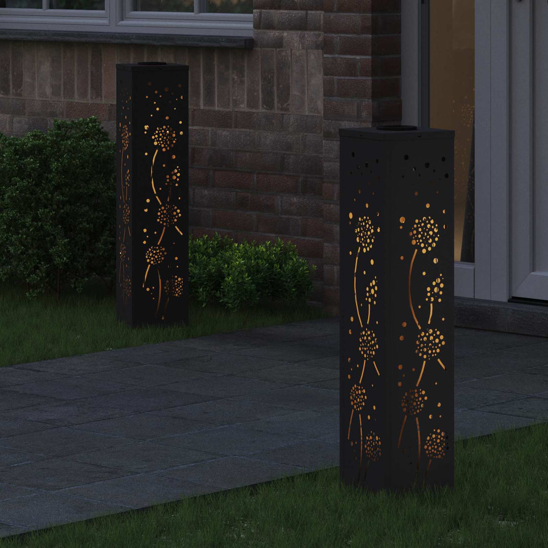 Solar LED sti lys 2 pcs Sort Koldvalset Stål