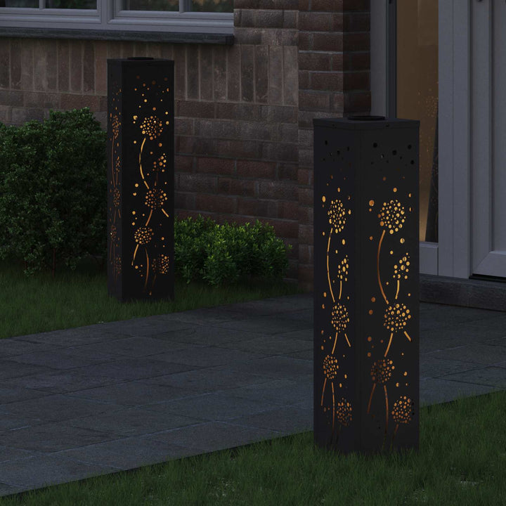 Solar LED sti lys 2 pcs Sort Koldvalset Stål