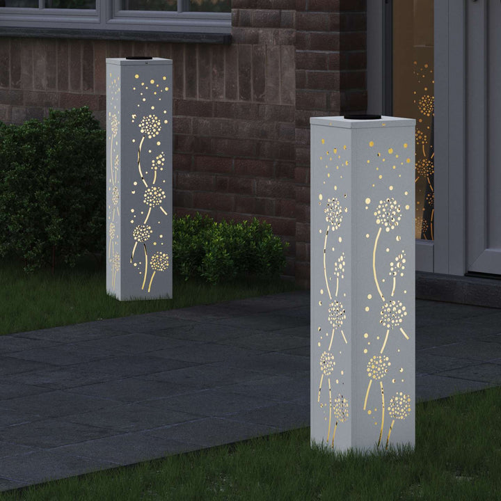 Solar LED sti lys 2 pcs Hvid Koldvalset Stål