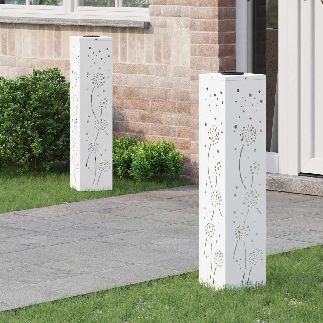 Solar LED sti lys 2 pcs Hvid Koldvalset Stål