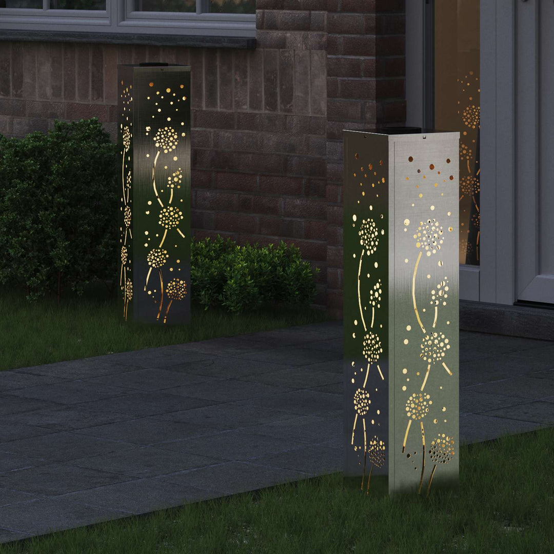 Solar LED sti lys 2 pcs Sølv Rustfrit stål