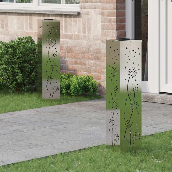 Solar LED sti lys 2 pcs Sølv Rustfrit stål