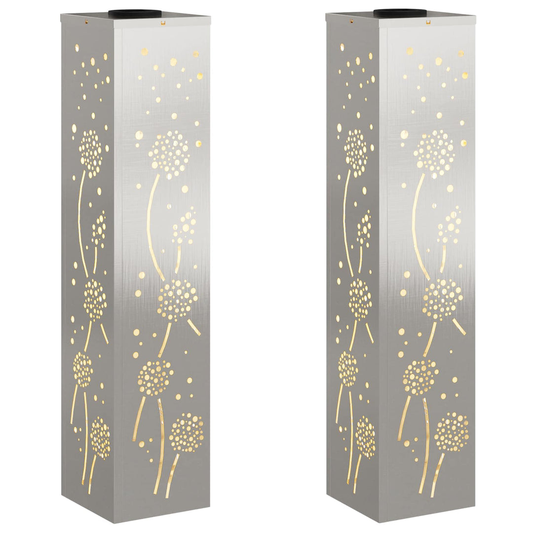 Solar LED sti lys 2 pcs Sølv Rustfrit stål