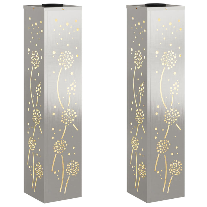 Solar LED sti lys 2 pcs Sølv Rustfrit stål