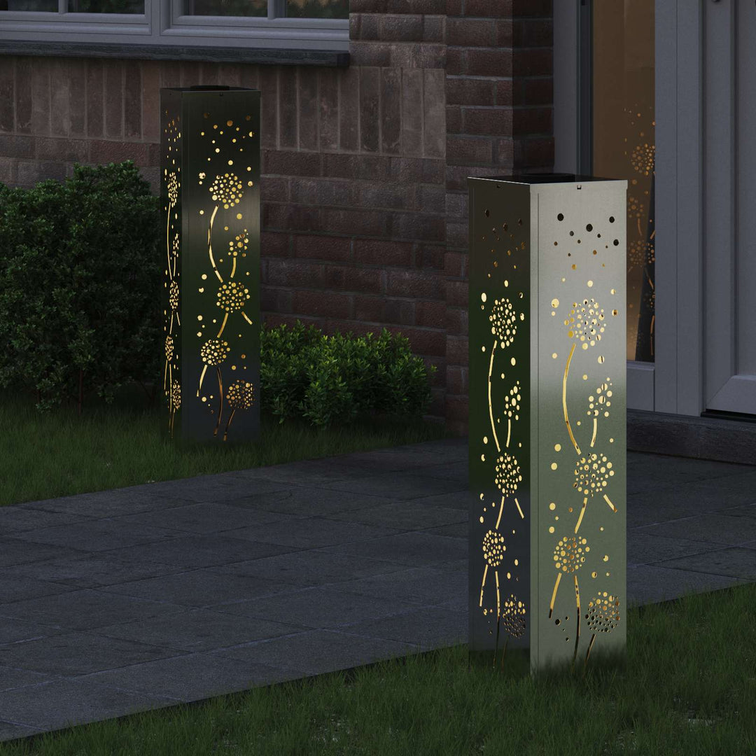 Solar LED sti lys 2 pcs Rusten Galvaniseret