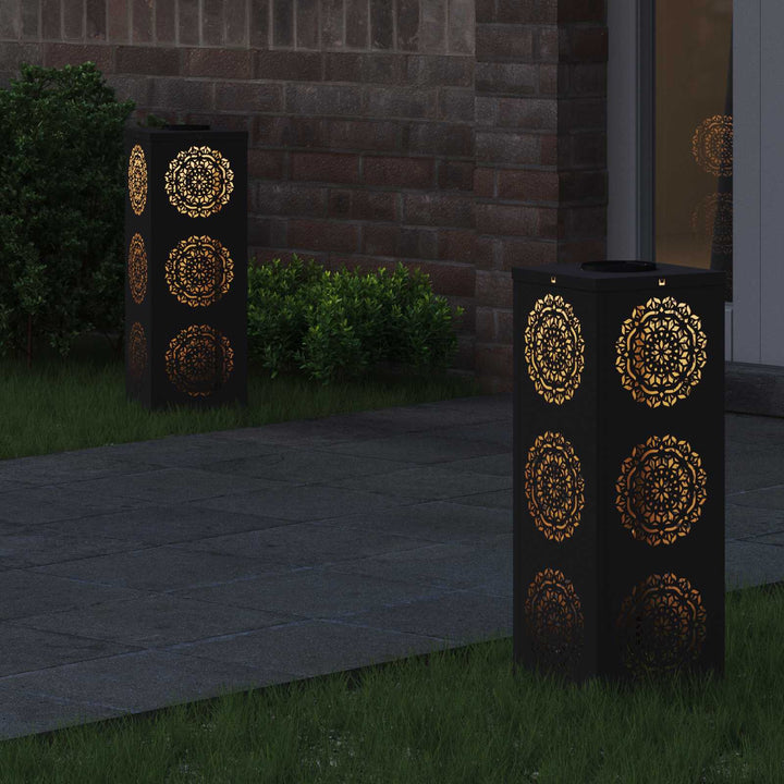 Solar LED sti lys 2 pcs Sort Koldvalset Stål