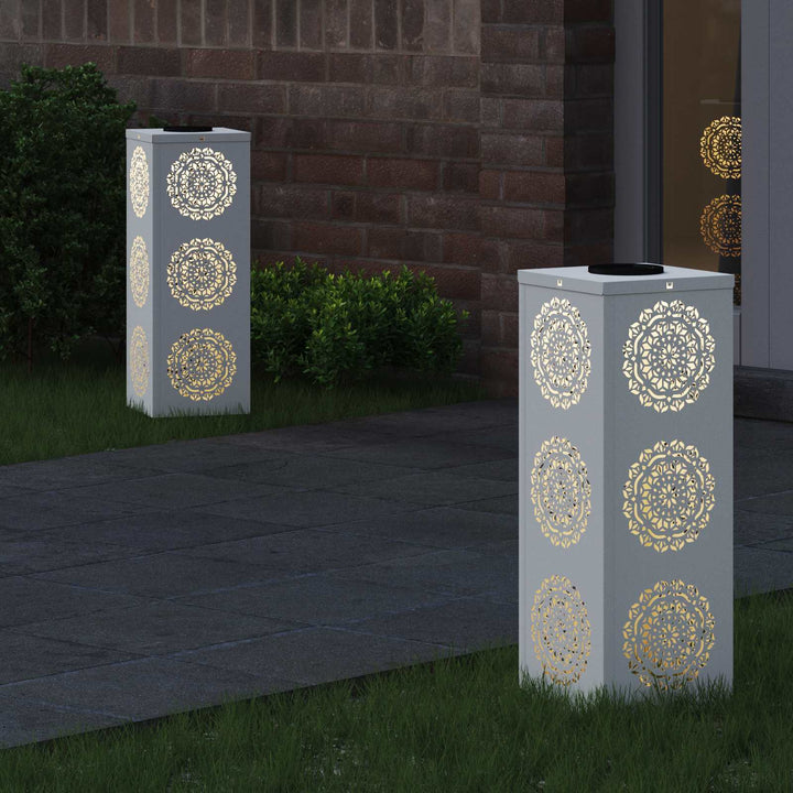 Solar LED sti lys 2 pcs Hvid Koldvalset Stål