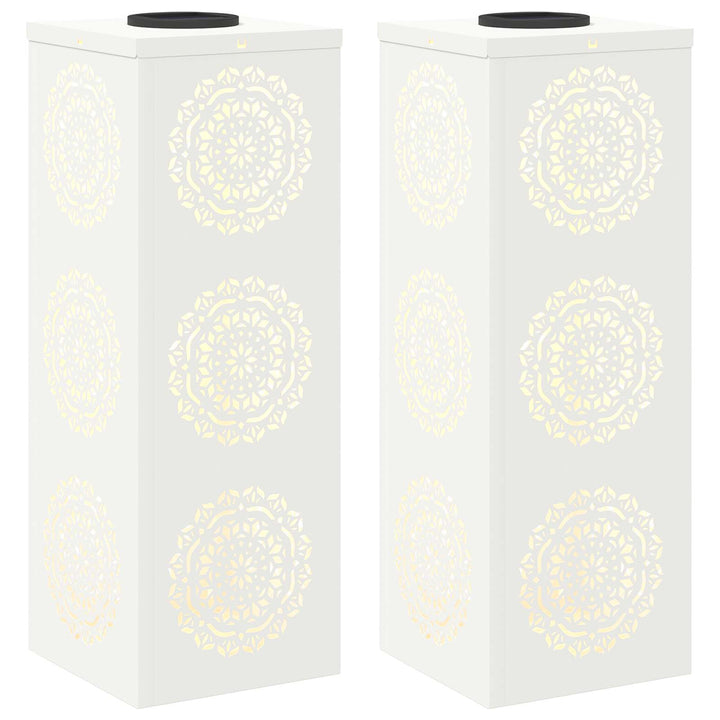 Solar LED sti lys 2 pcs Hvid Koldvalset Stål