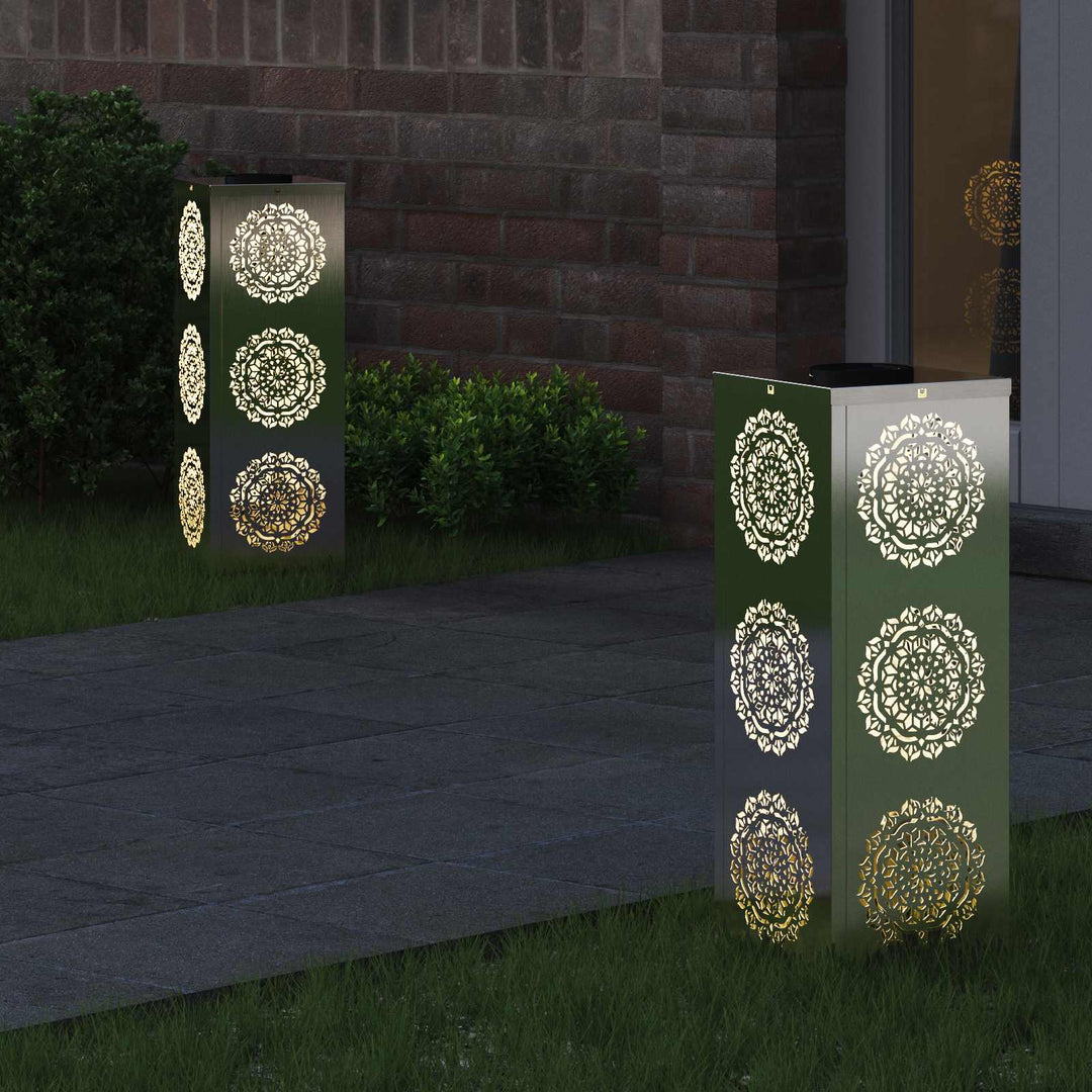 Solar LED sti lys 2 pcs Sølv Rustfrit stål