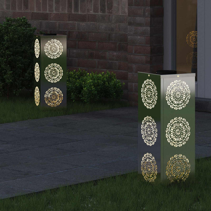 Solar LED sti lys 2 pcs Sølv Rustfrit stål