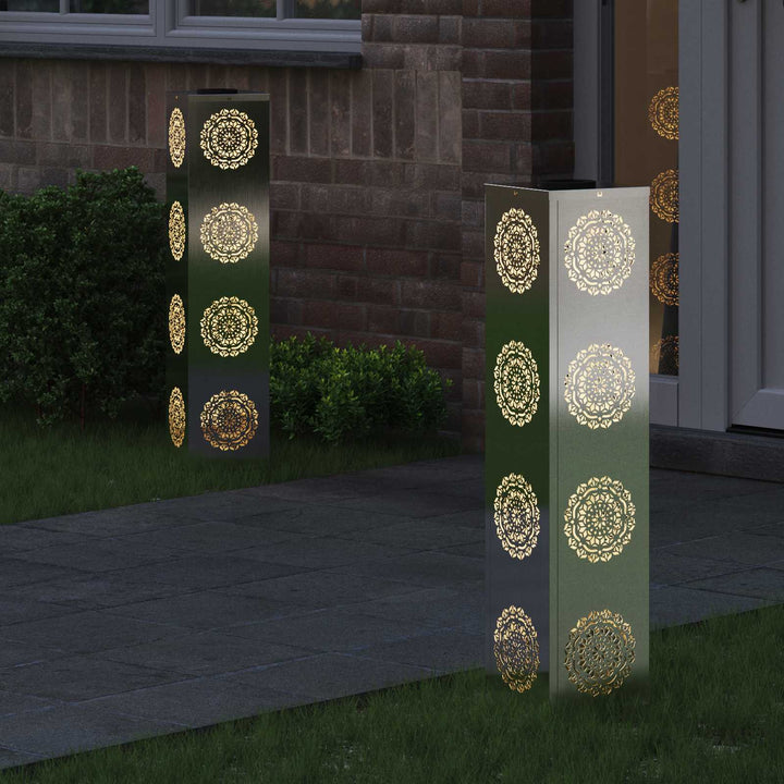 Solar LED sti lys 2 pcs Sølv Rustfrit stål