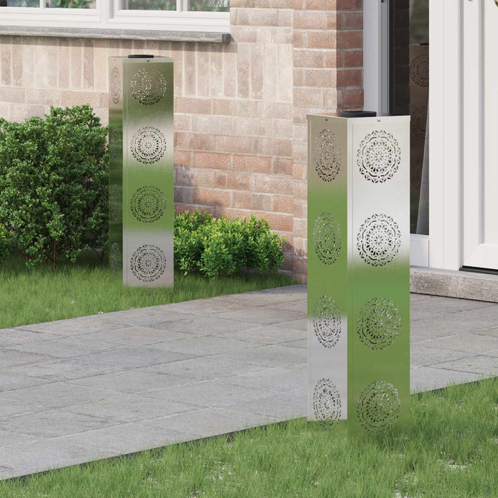 Solar LED sti lys 2 pcs Sølv Rustfrit stål