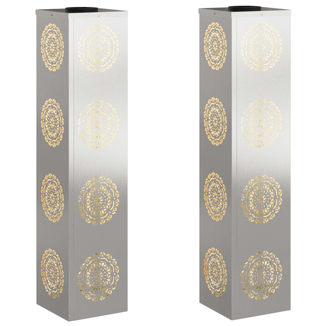 Solar LED sti lys 2 pcs Sølv Rustfrit stål