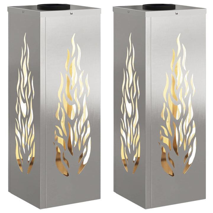 Solar LED sti lys 2 pcs Sølv Rustfrit stål