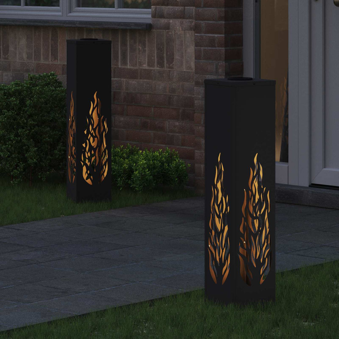 Solar LED sti lys 2 pcs Sort Koldvalset Stål