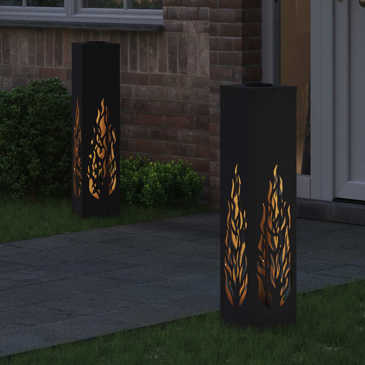 Solar LED sti lys 2 pcs Sort Koldvalset Stål