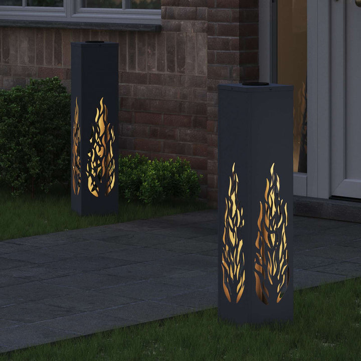 Solar LED sti lys 2 pcs Antracit Koldvalset Stål