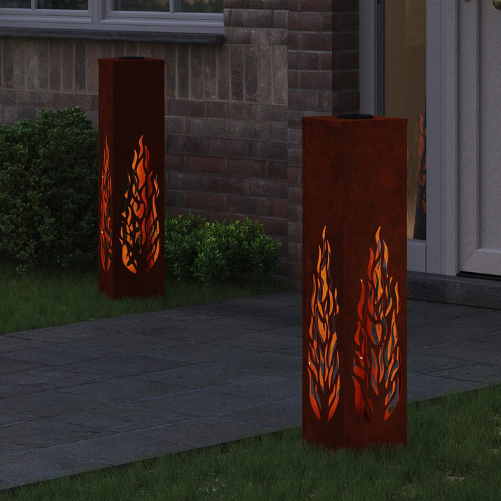 Solar LED sti lys med batteridrevne lys 2 pcs Rusten Cortenstål