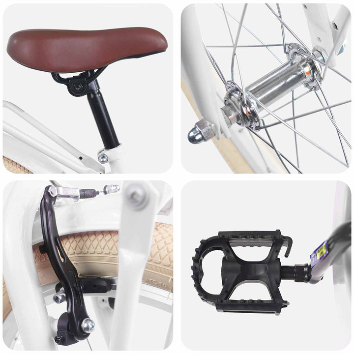 Børnecykel 18 tommer til 5-7 år gammel Hvid