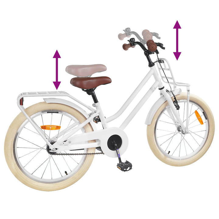 Børnecykel 18 tommer til 5-7 år gammel Hvid