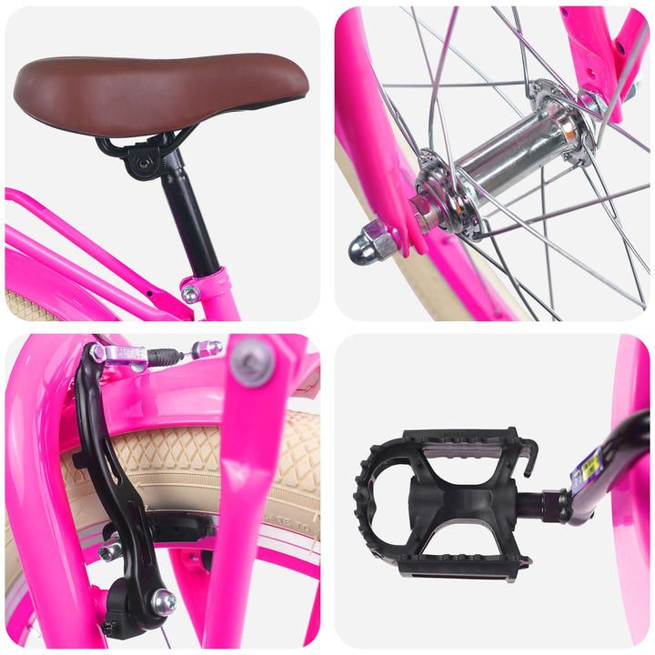 Børnecykel 18 tommer til 5-7 år gammel Mørk pink
