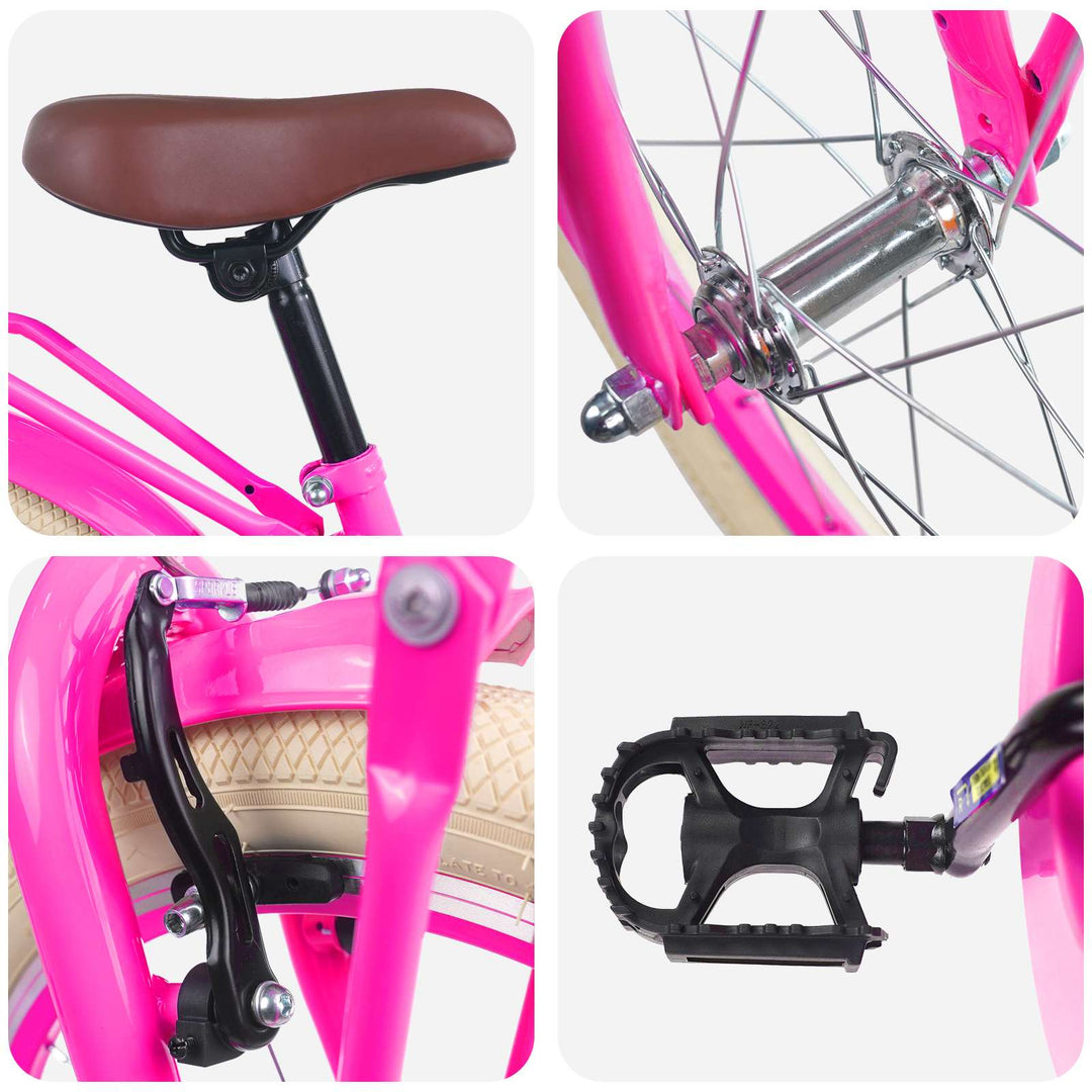 Børnecykel 20 tommer til børn i alderen 6-11 år Mørk pink