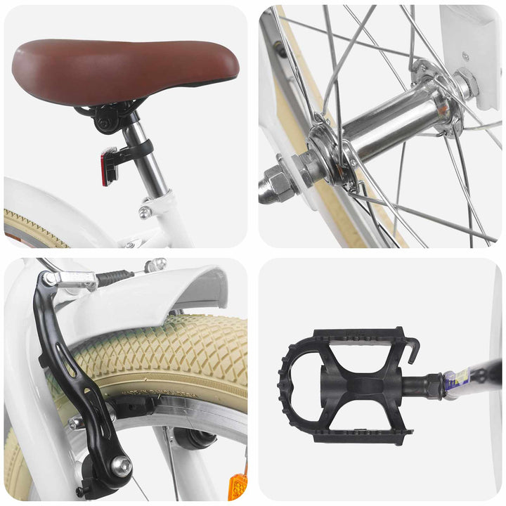 Børnecykel 18 tommer til 5-7 år gammel Hvid