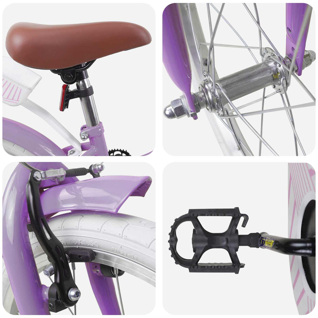 Børnecykel 18 tommer til 5-7 år gammel Lilla