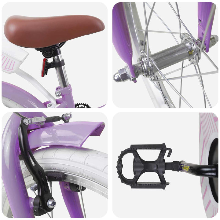 Børnecykel 18 tommer til 5-7 år gammel Lilla