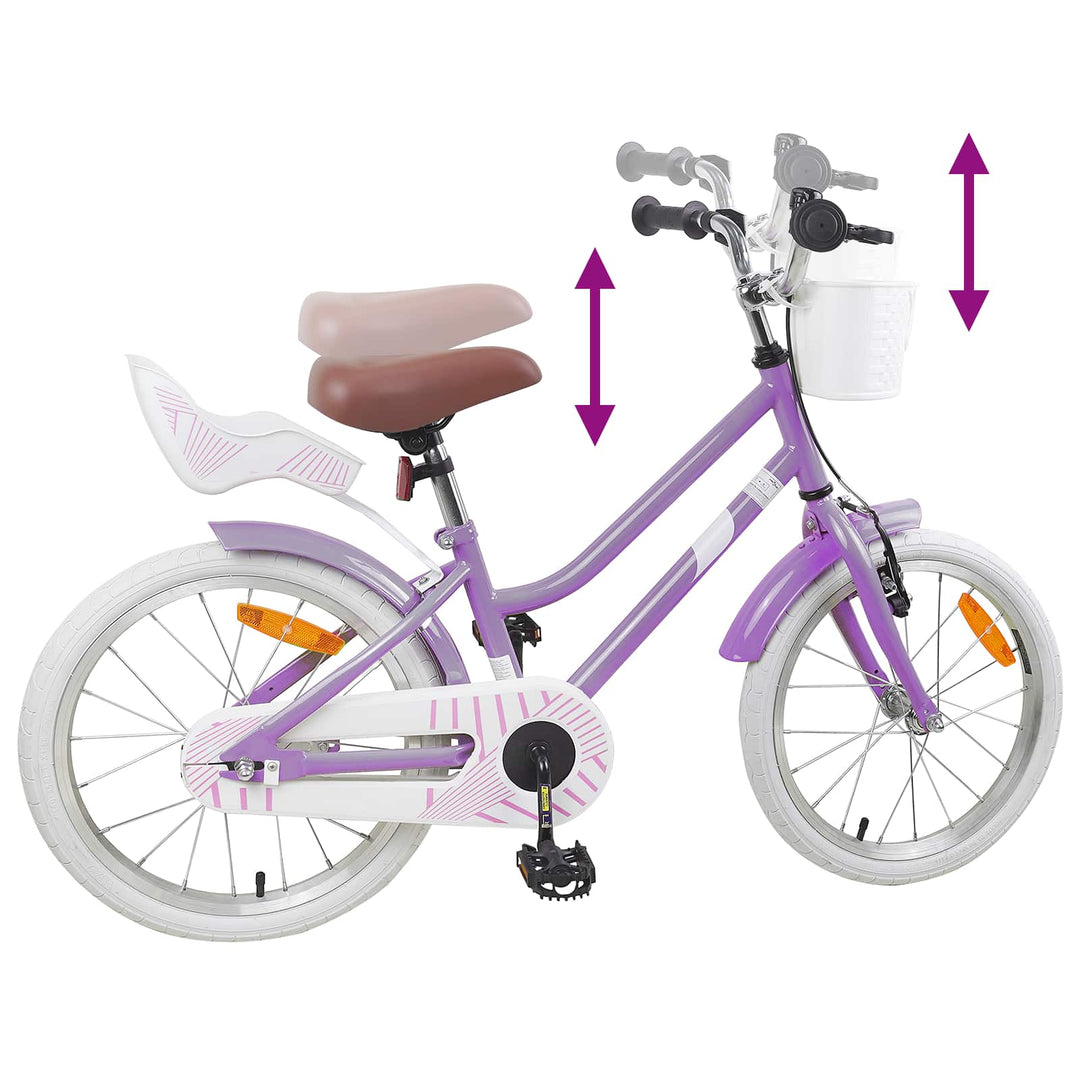 Børnecykel 18 tommer til 5-7 år gammel Lilla